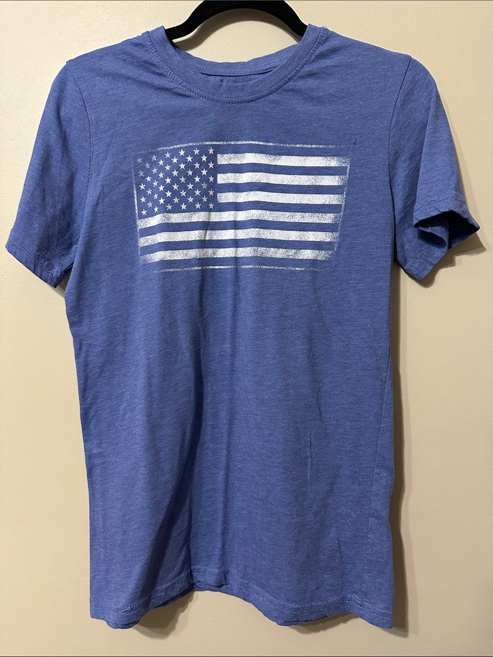 Women's Blue Short Sleeve Flag Graphic Tee